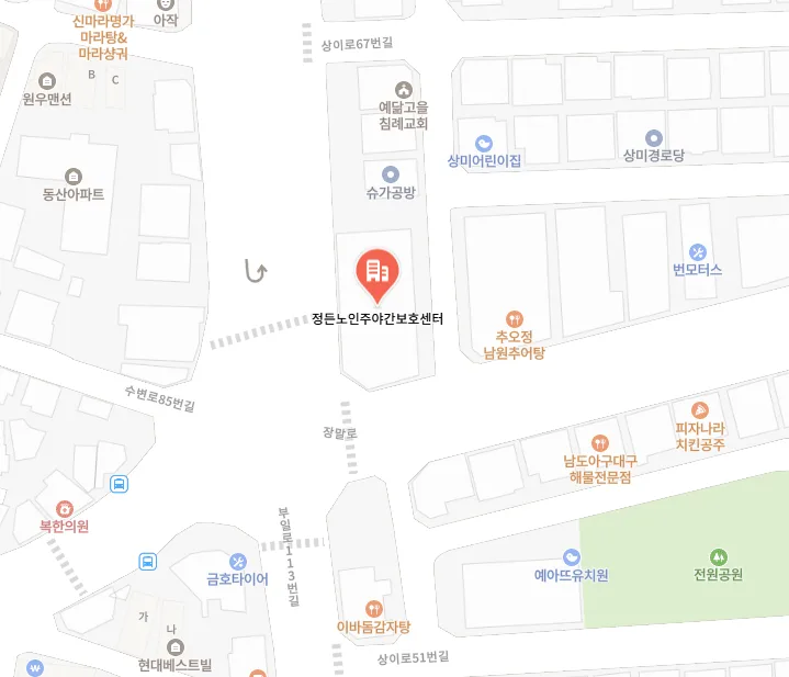 정든노인주간보호센터 위치 지도